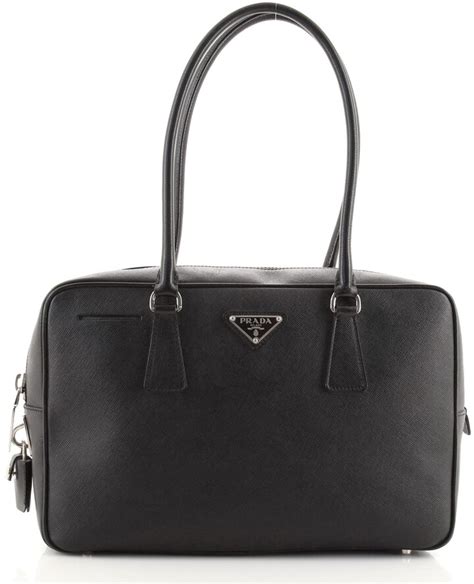 Prada Bauletto Bag Tessuto with Saffiano Leather Medium 